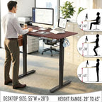 SHW 55 x 28 Electric Height Adjustable Standing Desk w/Drawer, Cherry - Image 6