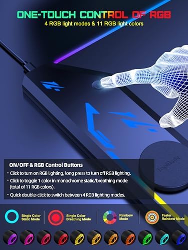 5-in-1 RGB Mouse Pad with Wireless Charging, Large Gaming Desk Mat, Black - Image 4