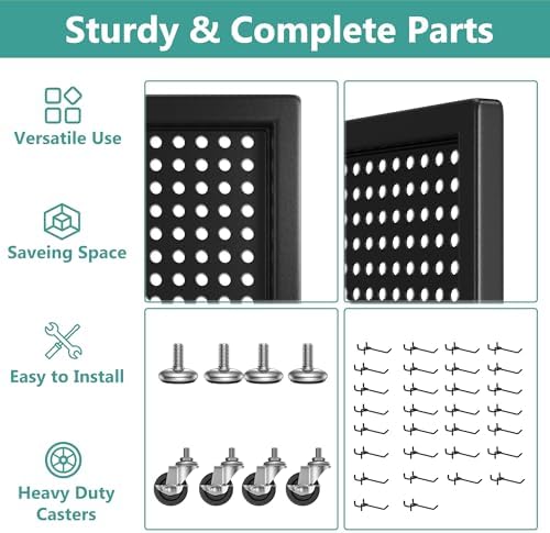 Peg Board Display Stand with Extra 32 Hooks 24" X70” Pegboard - Image 6