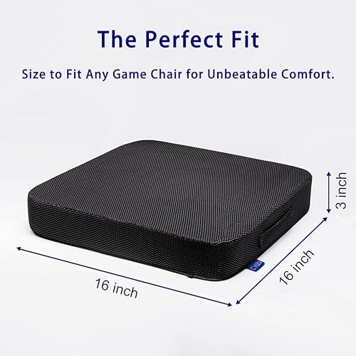 Ifoam Gel Infused Memory Foam Layer Wheelchair Cushion - Seat Cushion for Wheelchair-Office Chair, Kitchen Chair-Pressure Sore and Tailbone Pain Relief-High Dense Polyfoam Base (Black, 16×16×3 inch) - Image 2