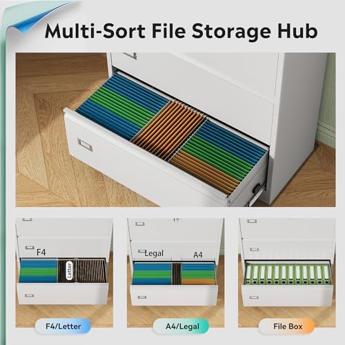 DEVAISE 3 Drawer Lateral File Cabinet with Lock, Assembly Required - Image 4