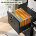 Homieasy Vertical Filing Cabinet with Bookshelf for Home Office, Black - Image 6