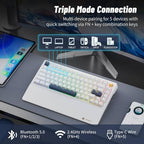 Hexgears 75% Wireless Mechanical Keyboard with Knob, Hot Swappable Creamy Keyboard with Wrist Rest, Pre-lubed Linear Switches, 2.4GHz/Type-C/BT5.0, RGB Backlit Gaming Keyboards for Win/Mac (White) - Image 3