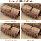 Itaar 2 Drawer File Cabinet, Farmhouse Filing Cabinet for Home Office Fits Letter, Legal, A4 Size, Wood Lateral File Cabinet with Printer Stand, Storage Shelf, Brown - Image 5