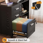 DEVAISE 3-Drawer File Cabinet with Lock, Mobile Wood Filing Cabinet, Black - Image 5