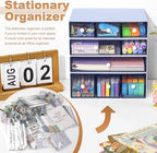 Desk Organizer with 9 Drawers, 4 Tier Plastic Stackable Storage Drawers for Desk Storage, Office Stationary Makeup Organizer Suit for Home, Office and School - Image 5
