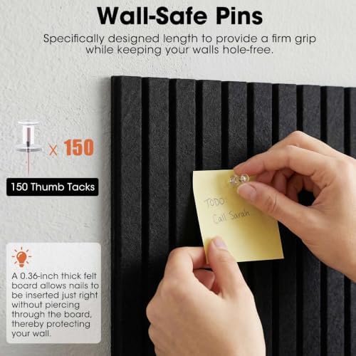 Large Cork Board for Walls 71" x 59",30 Pack 12"X12"Felt Bulletin Board Tiles with 240 Adhesive Tabs,Cork Board Alternative for Office Decor, Push Pin Board Wall Organizer- Black - Image 5