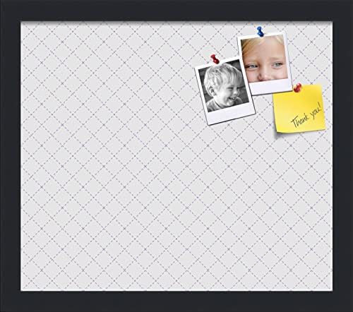 PinPix 15x13 inch Cork Bulletin Board. This Decorative Framed Pin Board Comes with Diamond Pattern in Light Grey Design and Satin Black. Ideal for Home, Office Decor or School (PinPix-524) by PinPixBulletinBoards