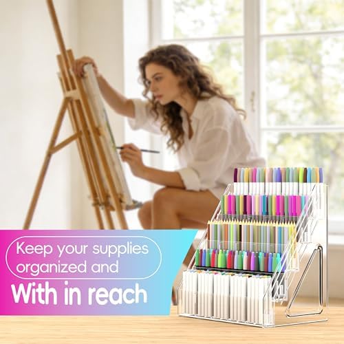 150 Slots Marker Organizer, 5 Tier Acrylic Marker Storage Rack - Image 6