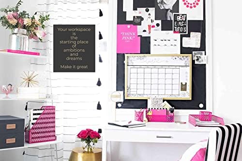 BLU MONACO Pink Office Supplies Hot Pink Desk Accessories for Women Office - 6 Piece Cute Pink Desk Organizer Set - Image 2
