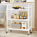 DCLRN 3 Tier Rolling Cart with Lockable Wheels Sturdy Construction,Solid Shelves,Recessed Screw Holes Ideal for Kitchen and Home Storage Size:23.6" Dx11.8 Wx29.5 H(White) - Image 5