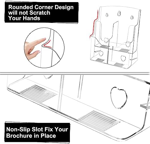 2 Pack Acrylic Brochure Holder 8.5 x 11, 2 Tier Brochure Display Stand with Removable Divider for 4 x 9 inches Trifold Pamphlets, acrylic flyer holder 8.5 x 11 Stands for Flyer, Pamphlet, Magazine - Image 4