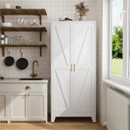 COFaR 71" Metal Pantry Cabinet with 5 Adjustable Shelves, White Storage Cabinet with Doors, Sturdy Freestanding Cupboard for Kitchen Organization, Living Room & Bathroom - Image 3