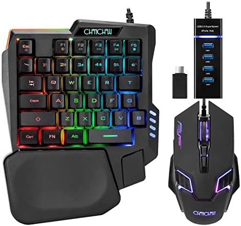 One Handed Gaming Keyboard and Mouse Combo for LOL/Wow/fortnite/Dota/PUBG by CHONCHOW