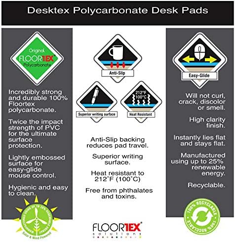 Floortex Desktex Polycarbonate Anti-Slip Desk Pad Protection Mat 17" x 22", Clear (FPDE1722RA) - Image 6