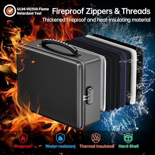 ENGPOW Fireproof Document Box with Lock & Heat-Resistant Fireproof Zipper - Image 2