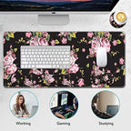Mouse Pad Set,(31.5×11.8 in) Desk Pad + Keyboard Wrist Rest Support + Mouse Wrist Rest + Coaster for Office,Home,Computer,Laptop - 4 Rose Flower - Image 6
