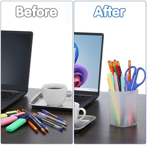 40 Pack Plastic Pencil Cups for Desk Pen Holder White - Image 6