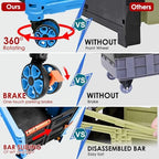 Foldable Utility Cart Portable Collapsible Crate Rolling Carts with Wheels Rolling Tote Basket Teacher Cart with Lid Wear-Resistant 360°Rotate Wheel Noiseless for Shopping Storage Office Use - Image 6