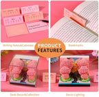 Time Piece Calendar 2027 Desk Calendar with LED Light 3D Tear-away Paper Carving Art Memo Pad Notepad Gift for Christmas Housewarming Desktop Decoration (Peach forest) - Image 3