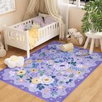 DUKINO 4x6 Area Rug, Floral Washable Rug Non Slip Office Chair Mat, Purple by DUKINO