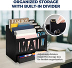 Mail Organizer Countertop, Desktop Mail Sorter with Drawer & Label Tags, BK - Image 5