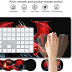 4 in 1 Ergonomic Keyboard Wrist Rest & Mouse Pad Wrist Rest Set, Large XXL Gaming Desk Mat 31.5"x 11.8" with Non-Slip Base, Memory Foam for Home Office Study Gaming, Red Dragon - Image 3