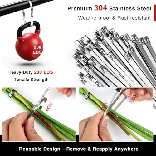 Geila Stainless Steel Cable Tie Gun Kit – 250pcs Metal Zip Ties with Adjustable Tensioning Tool, Heavy Duty Outdoor Fastening Set for Fencing, Exhaust Wrap, Gardening, Automotive - Image 6