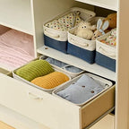 TheWarmHome Storage Basket for Organizing - Small 12x8x5.2 inch 6 Pack Collapsible Storage Bin for Shelves, Canves Storage Cubes for Organizer Cloth Box Gift Toys Closet (White & Jean Blue) - Image 2