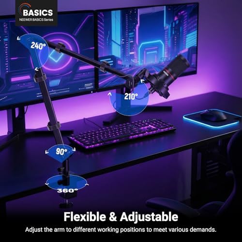 NEEWER BASICS Microphone Boom Arm, 31" Flexible Mic Desk Stand Mount, Compatible with Blue Yeti FIFINE AM8 K669B HyperX QuadCast S SoloCast AT2020 Shure SM7B MV7 for Gaming Streaming Recording, MS050 - Image 2