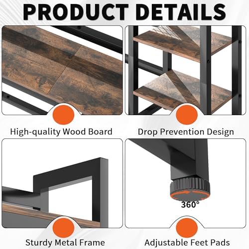 IBVIVIC Desktop Shelf, 32.3'' Desktop Organizer Shelf for Computer Monitor, 4 Tier Hutch Storage Rack for Home Office Dorm, Rustic Brown - Image 5