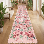 DUKINO 2.6x12 Washable Runner Rug, Floral Non Slip Long Kitchen Rug, Pink - Image 7