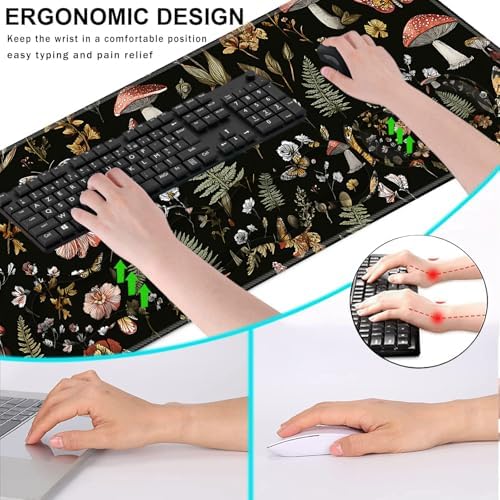 Keyboard Wrist Rest and Mouse Pad with Wrist Support Set Ergonomic Coaster,Memory Foam,Easy Typing Pain Relief,Large XL Desk Mat 31.5"x 11.8",Magic Mushrooms - Image 6