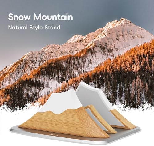 AFOOYO Vertical Dual Laptop Stand - Snow Peak-Shaped Wooden Adjustable Laptop Holder,2 Slots Desktop Dock Compatible with All MacBook, Surface,Chromebook,Dell & More(Beechwood) - Image 3