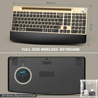 GAMCATZ Ergonomic Wireless Keyboard and Mouse with Wrist Rest，Phone Holder - 2.4GHz Full-Sized Low-Profile Quiet Gold Wireless Mouse and Keyboard Combo for Computer, Laptop, PC, Mac-Gold - Image 3