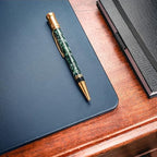 DACASSO Leatherette Conference Table Pad - Luxury Leather Desk Blotter for Writing - Padded Executive Desk Surface Protector - (Navy Blue, 22” x 14”) - Image 2