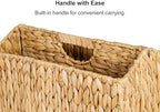 StorageWorks Hand-Woven Divided Magazine Basket, Rattan Magazine Holder, Natural Wicker Magazine Rack for Bathroom, Office, Water Hyacinth, 1 Pack - Image 3