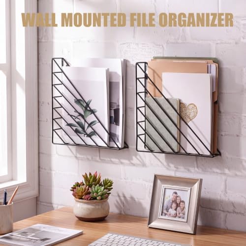Wenqik 6 Pcs Wall Mounted File Organizer, Metal Magazine Basket with Nails - Image 4