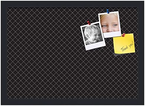 PinPix 20x14 inch Cork Bulletin Board. This Decorative Framed Pin Board Comes with Diamond Pattern in Black Design and Satin Black. Ideal for Home, Office Decor or School (PinPix-120) - Image 2
