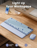 Wireless Keyboard and Mouse Combo - 9 Backlit Effects, Wrist Rest, Double-Shot Keycaps, Metal Panel, Long-Lasting Rechargeable, 2.4G Keyboard Mouse Set for Windows Mac PC Laptop – Sablute (Purple) - Image 2