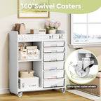 Rolling Craft Cart with 6 Drawers, Pegboard and Locking Wheels White - Image 6