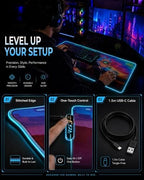 RGB Mouse Pad XXL Gaming Desk Mat 19 Light Modes, 35.4 x 15.7IN - Image 7