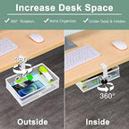 ROSYLINE Under Desk Storage Basket Hanging Drawer Tray, Clamp On Organizer - Image 3