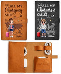 Personalized Leather Cable Organizer Bag - Custom Travel Tech Pouch for Cords & Chargers, Electronics Organizer Case, Airport & Flight Essentials Ideal for Travelers - All My Charging Sh*t by Peties