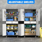 Aobabo Garage Storage Cabinet with 2 Drawers, Metal Storage Cabinet with Wheels for Garage Home,Assembly Required,Black&Silver - Image 5