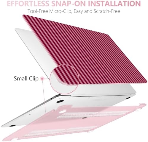 DONGKE Case for MacBook Air 13 Inch (2021-2018 Models A2337 M1/A2179/A1932), Red & Pink Stripes Hard Shell Case with Keyboard Protector, Compatible with Retina Display and Touch ID - Image 6