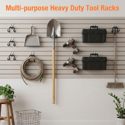 12 Pack Pegboard Hooks (6 S + 6 M), Heavy Duty Iron Utility Hooks Fit 1/4" Pegboards, Anti-Scratch Tool Organizer Hangers for Garage, Workbench, Craft Room, Kitchen - Black - Image 7