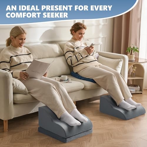 Foot Rest Under Desk for Office, Ergonomic Adjustable Footrest with Washable Cover, Soft Desk Foot Stool for Home Office, Work, Gaming, Long Sitting, Gray - Image 7