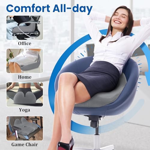 CushZone Ergonomic Seat Cushion, Sciatica Support for Chair, Light Grey - Image 5