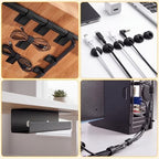 128 Pcs 15.75" Under Desk Cable Management Kit, Cord Organizer Desk Wire Management System, Wire Tray, Clips, Ties, Sleeve, Loom Tubing for Home Office, Gaming, TV, Computer Setup - Image 6